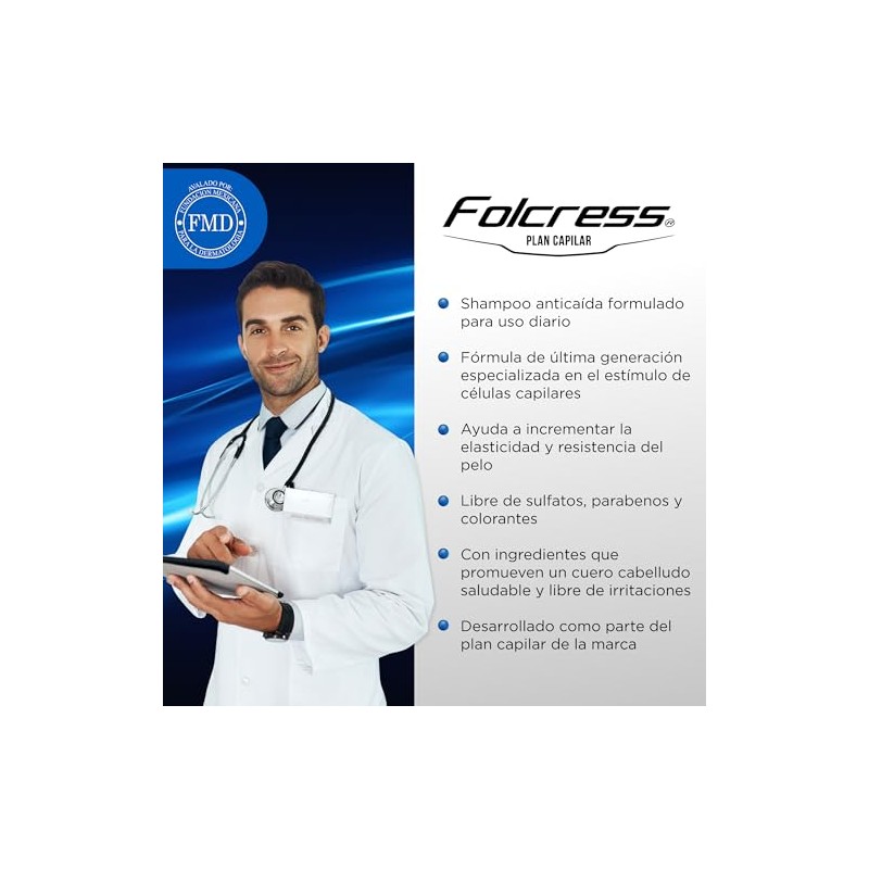 Folcress Xpert Shampoo Anticaída Libre de Sulfatos y Parabenos Grisi