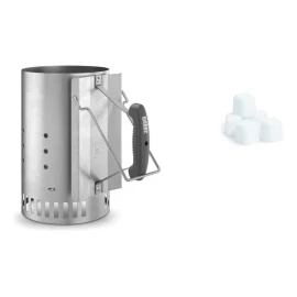 Weber Kit Iniciador Carbón Grande Color Acero Más 24 Cubitos Weber