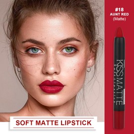 evpct DNM 1Pcs Deep Dark Red Matte Lipstick and Lip Crayon Liner Pencil Pen Set for Women Lip Stain Long Lasting Waterproof labiales mate magicos 24 horas originales pintalabios permanente 24 horas 18