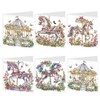MVVMTOP 6pcs Diamond Painting Greeting Card, DIY Carousel Diamond Art