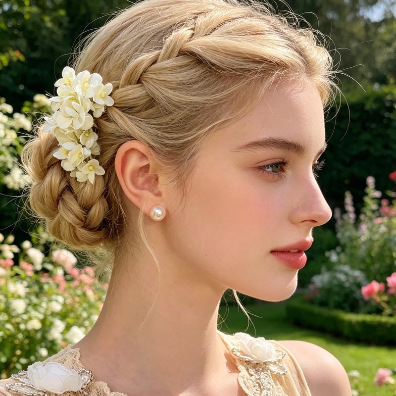 2 Pack Floral Hair Pins with Hydrangea Flowers for Women