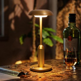 UMLAEN Cordless Rechargeable Table Lamp, 3 Color Stepless Dimming Touch Lamp with Memory Function, for Restaurant Home Dining Kitchen Outdoor Patio