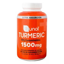 Turmeric 95% Curcuminoides 1500 mg 180 Cápsulas – Qunol, Sin Sabor.