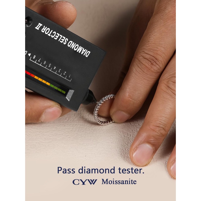 Stackable Eternity Bling Ring Sterling Silver Moissanite Thin Finger Ring