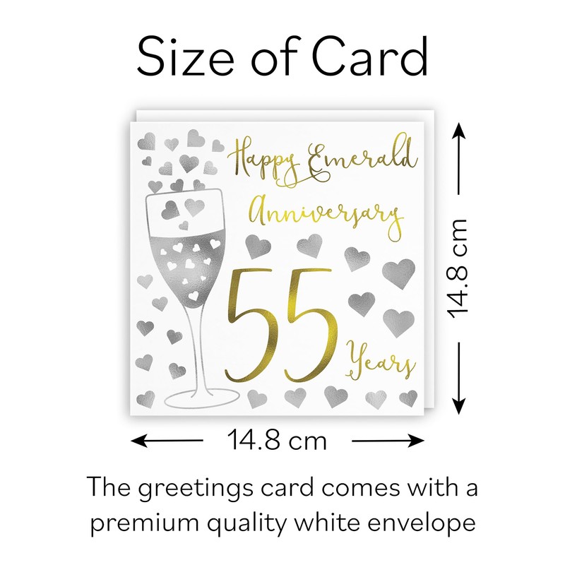 Hunts England - 55th Wedding Anniversary Card - Happy Emerald