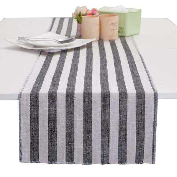 rockcloud Striped Table Runner Cotton Linen Table Top Decoration for