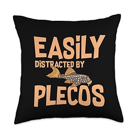 Plecostomus Pleco Fish Aquarium Food Tank Zebra Cave Throw Pillow, 18x18, Multicolor