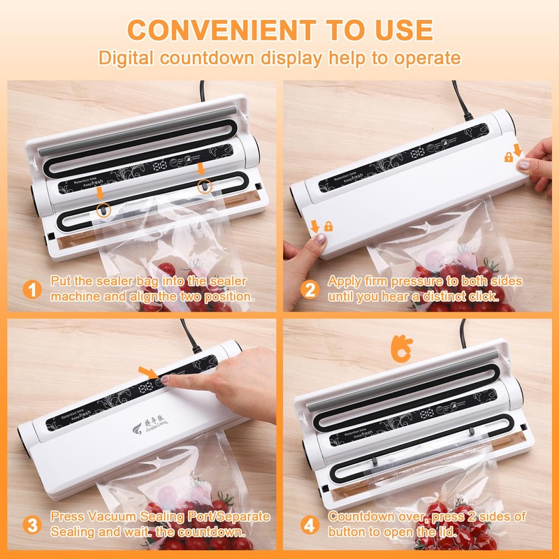 CXGFVRE Vacuum Sealer, 75KPA Strong Suction, Dry/Wet Modes vacuum sealer