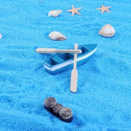 1Sets Mini Rowboat Mini Tiny Wooden Boat with Oars for Fairy Garden Kits for DIY Fairy Garden Dollhouse Decoration, Miniature Dollhouse Boat with Oars Canoe Model Dollhouse Accessories
