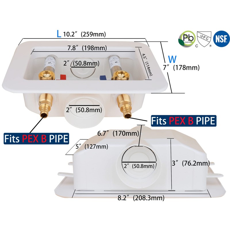 WHK Washing Machine Outlet Box,Pex Laundry Box Washer Wall Box