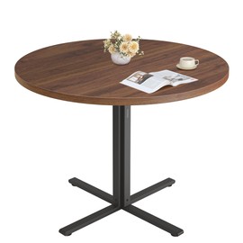 VASAGLE Dining Table, Small Round Kitchen Table for 4 People, 31.5 x 29.4 Inches, for Dining Room, Living Room, Farmhouse, Water-Resistant, Somber Walnut UKDT082K01V1