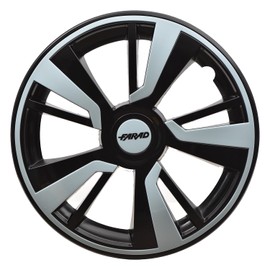 OMAC - Black with Light Blue Hub Caps 16 Inch Set of 4, Tapas para Rines 16, Premium Wheel Covers 16 Inch, R16 Rim Cover Set, Snap On Durable Car Replacement Exterior Accessories