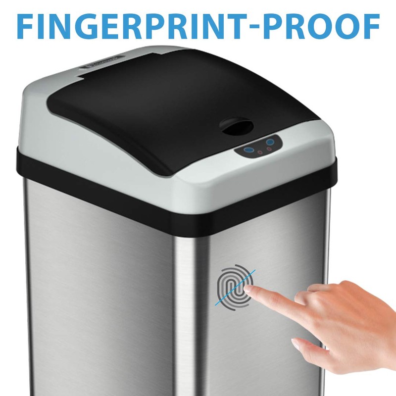 iTouchless Touchless Sensor Kitchen Trash Can, 13 Gallon, Platinum (RXACCF06)