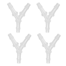 PATIKIL 1/9" Plastic Hose Barb Fitting, 4 Pack Y Shaped 3 Way Equal Barbed Joint Splicer Mender Union Coupler Adapter 1.5 Inch for Gas Liquid Air Line Tubing Pipe