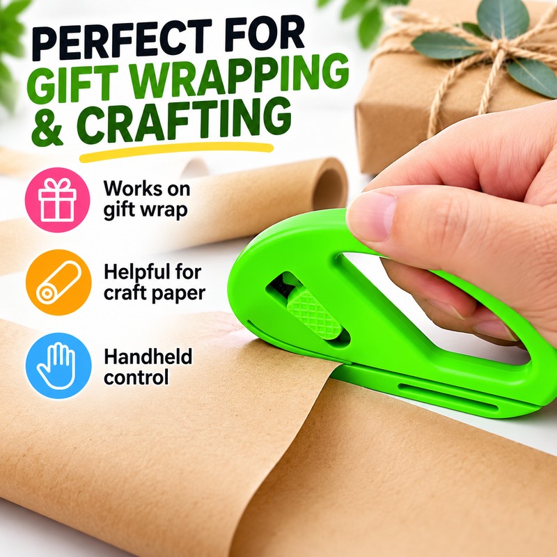 Wrapping Paper Cutter for Gift Wrapping – Green Sliding Paper