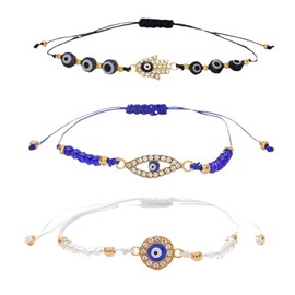 Kysin Chiys 3 Pcs Set Evil Eye Bracelets Best Friend Bracelets for Bff Friendship Relationship Boyfriend Girlfriend Valentines Gifts - Style 02