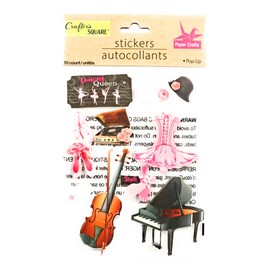 Crafter's Square Ballerina Dancing Queen Hand Made Pop Up Hobby Embellished 3D Stickers, 10 pc