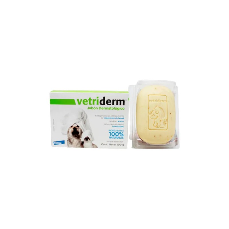 Vetriderm Jabón Dermatológico, Elanco, Para Perros (100gr)