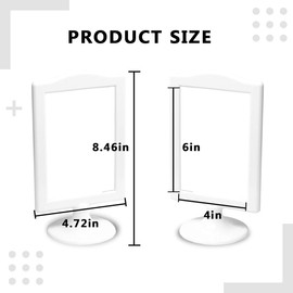 Voittozege 10 Pack Double Sided Standing Picture Frames 4 x 6, 2 Sides Pedestal Photo Frame with Inserts and Base,White Vertical Picture Holder for Tables,Classroom,Wedding
