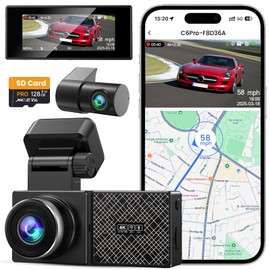 TINAZEOK Dash Cam Front and Rear 4K+2.5K, 5GHz WiFi GPS, 128GB Card Included, App Control, 3.16" IPS Screen, 24H Parking Mode, Night Vision, 170° Wide Angle, G-Sensor, WDR, Dashcam for Cars(C6 Pro)