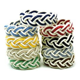 Sailor Knot Rope Bracelet Natural White Cotton with Nautical Stripe