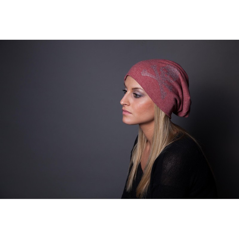 styleBREAKER Classic Beanie Hat with Skull Rhinestone Appliqué, Unisex 04024034,