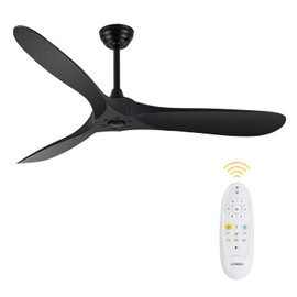 LOFIKEDI 60 Inch Ceiling Fan with Remote Control, Reversible DC Motor, Noiseless, Energy-Efficient for Indoor and Outdoor Use, Black