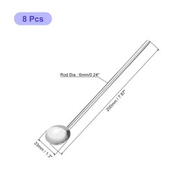 sourcing map Stainless Steel Spoon Straws, 8Pcs 7.9" Reusable Metal Long Handle Straw Spoon Round Shaped Drinking Straws for Milkshake Drinks Cocktail, Silver