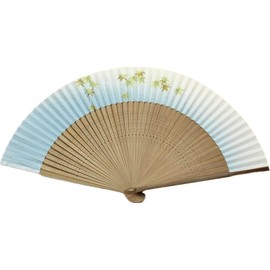 Kyoto Fan, Clear and Blue Maple Fan, Made in Japan, Men's, Craftsmanship, Autumn Leaves, Kimono Accessories, For Yourself, Gift, Gift, light blue, white, light green, gold
