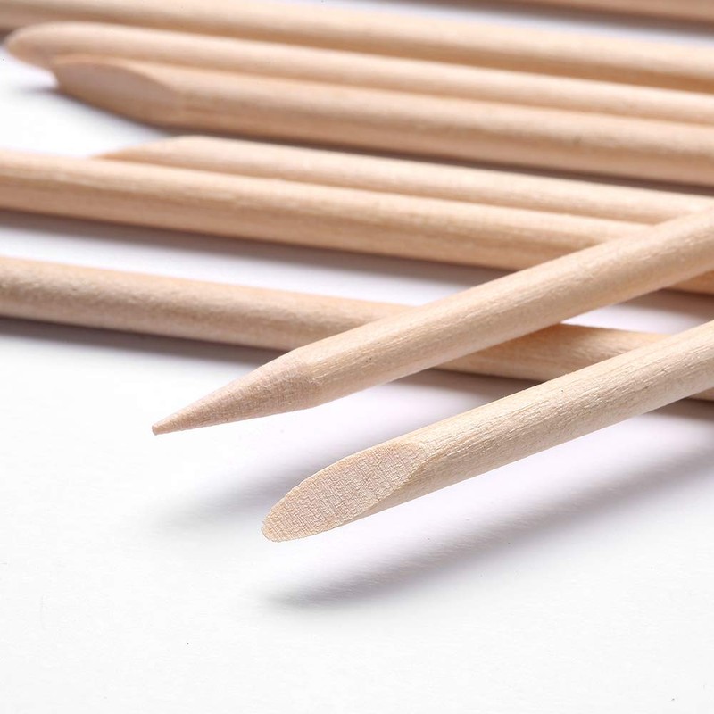 Borogo 100 Pcs Orange Wood Nail Sticks Double Sided Multi