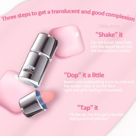 Aztk Liquid Blush, Aztk Jelly Color Liquid Blushes, Blush for Cheeks, Blushes Lotion with Sponge Head, High-Pigment, Long-Lasting, Waterproof, Matte Finish, 5ml (JC07)