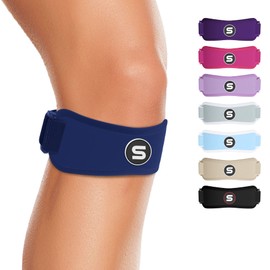 Sleeve Stars Swedish Brand Patellar Tendon Support Strap for Women & Men Effective Osgood Schlatter Knee Brace Youth & Kids Knee Brace with 3 Adjustable Length fits 12"-24" (Single/Navy Blue/Adult)