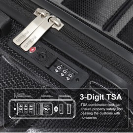 MIAZIB Hardshell Luggage Sets 3 Piece ABS+PC Travel Suitcase Hard Sided Luggage with Spinner Wheels Checked Luggage Durable Lightweight Hard Case Luggage (Black)