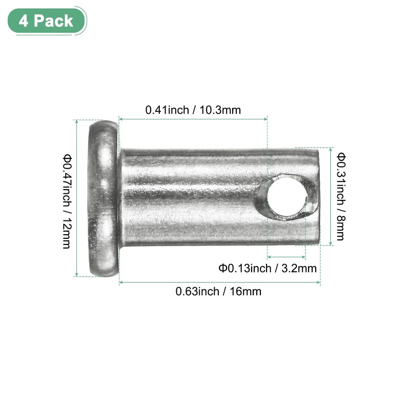 M METERXITY 4-Pack Single Hole Clevis Pins, M8 x 16mm