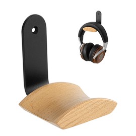 Headset Holder Universal Headphone Stand with Natural Beech Wall Mount Headphone Holder for Over Ear Headphones, Gaming Headset, Headphone Display