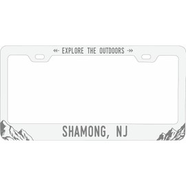 Shamong New Jersey Souvenir Engraved Metal License Plate Frame Explore the Outdoor design White