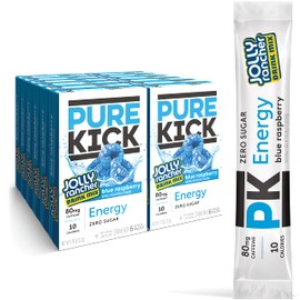 PURE KICK Energy Singles To Go Drink Mix, Jolly Rancher Blue Raspberry, Includes 12 Boxes with 6 Packets in each Box, 72 Total Packets