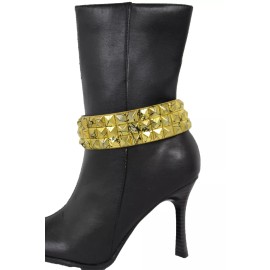 Unbranded Women Boot Wide Bracelet Gold Metal Chain Anklet Shoe Charm Bling Pyramids Rock