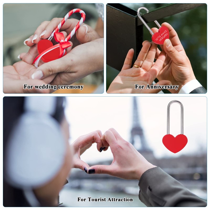 VeYocilk 3.5" 50mm Love Lock Heart Padlock,Red Single Heart Wish
