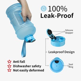 TOOFEEL Drinking Bottle 2 L, 2 Litre Drinking Bottle with Handle, BPA-Free Water Bottle 2 Litres with Strap, Leak-Proof Sports Bottle for Fitness, Camping, Yoga, Travel - Matte Light Blue