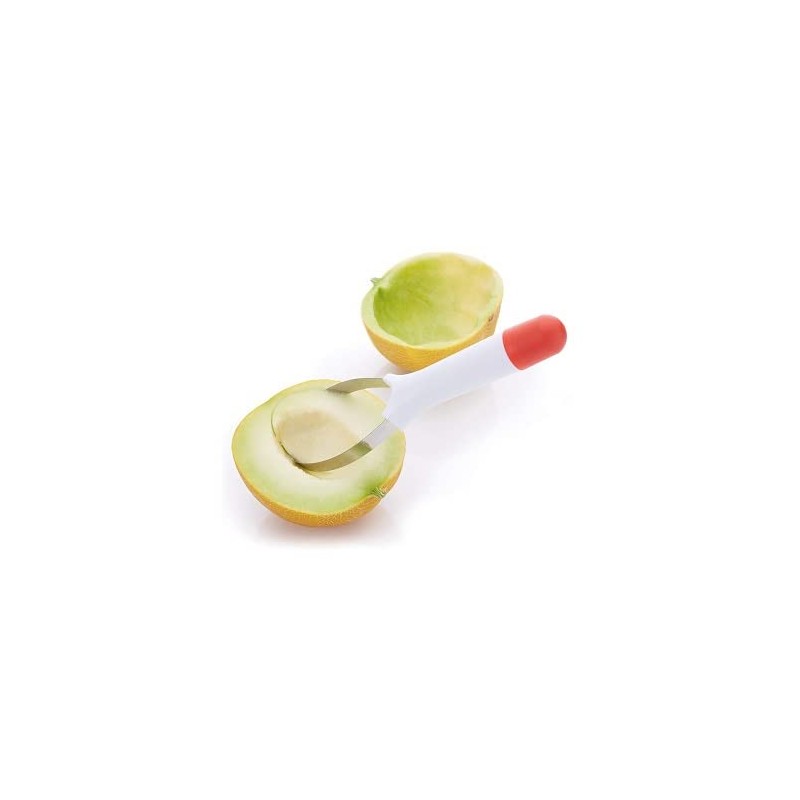 KitchenCraft Healthy Eating Adjustable Fruit Slicer/Scooper, Stainless Steel, White/Red, 18.5