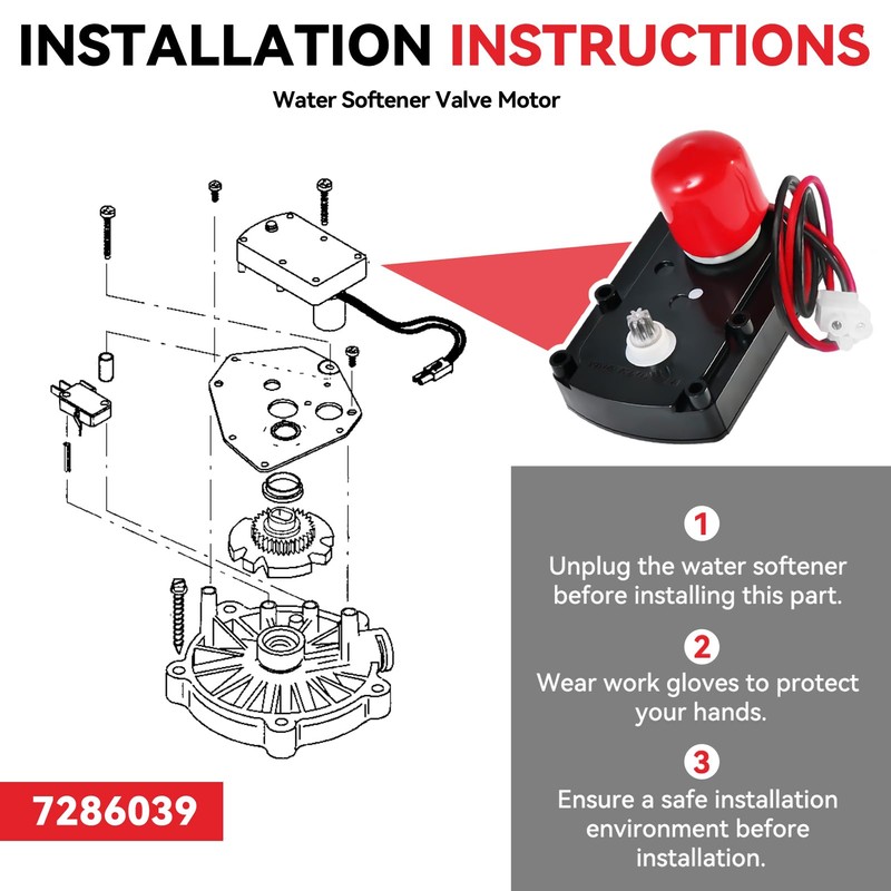 Runaark 7281291 7286039 7384691 Water Softener Valve Motor with Screws