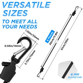 SDTC Tech 6 PCS Adjustable Bungee Cords with Carabiner Hooks, 12 Inch Elastic Tie Down Strap Ropes for Cargo, Bike, Luggage, Carts, Truck, Tent, etc (Easy to Adjust from 7" to 18")