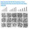DYWISHKEY 500PCS Metric M3 M4 M5, 304 Stainless Steel Flat