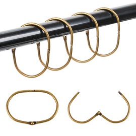 Mafegu 30Pcs Shower Curtain Hooks,Metal Oval Shower Curtain Hooks Roman Rings Rustproof Decorative Shower Curtain Rings (Metal, Oval Bronze)
