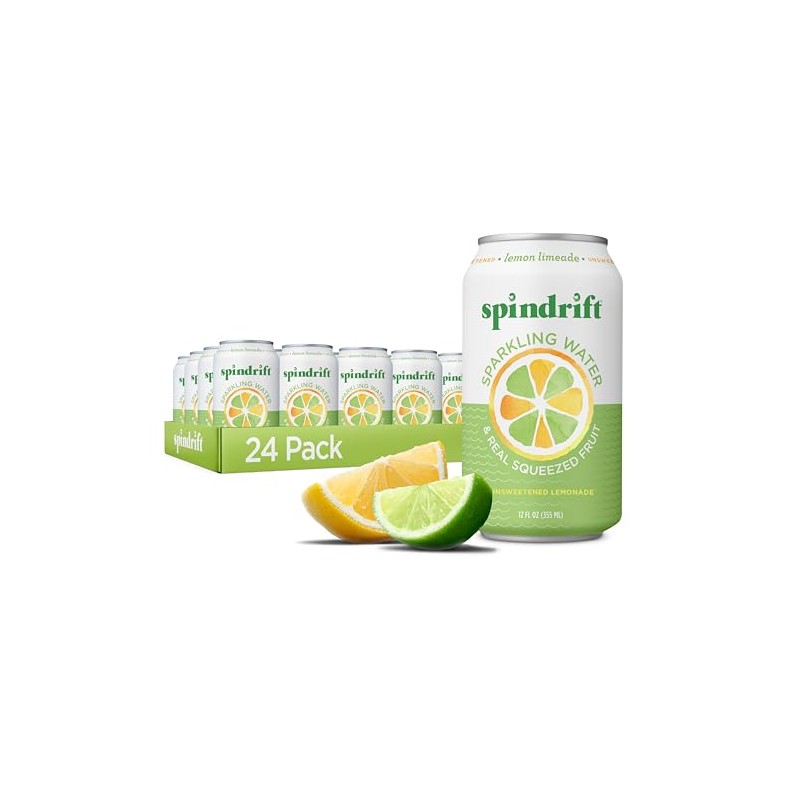 Spindrift Lemon Limeade Can 12 Ounce (Pack of 24)