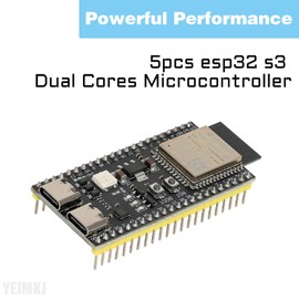 YEJMKJ 5pcs ESP32 S3 Development Board ESP32-S3-DevKitC-1-N16R8 WiFi and Bluetooth MCU Module Dual Type-C ESP32-S3-WROOM-1 Core Microcontroller Processor Integrated Wi-Fi and BLE Functions