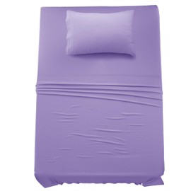 Lux Decor Twin Sheet Set - 3 PC Brushed Microfiber Bed Sheets 16 Inches Deep Pockets - Embroidered Pillowcase - Hotel Luxury Sheets Twin Size Bed Set - Soft Bedding Sheets (Lavender)