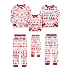 URMAGIC Christmas Matching Family Pyjamas Set Cotton Plaid Elk Pattern Long Sleeve Long Pants Sleepwear Soft Nightwear Pjs Clothes Set for Baby Kids Adults Pajamas Red