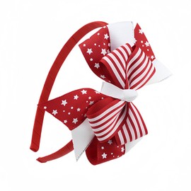 HIFANMM 4th of July Headband Independence Day Hair Accessories Patriotic Party Bow Hair Supplies USA Flag Big Bow Knot Design Red Stripe Hair Decoration Non Slip Head Band for Women Girls Kids 1 Pcs